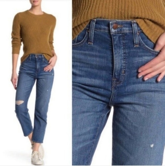 Madewell Cropped Classic Straight Distressed Jean Size 25 - Picture 1 of 12